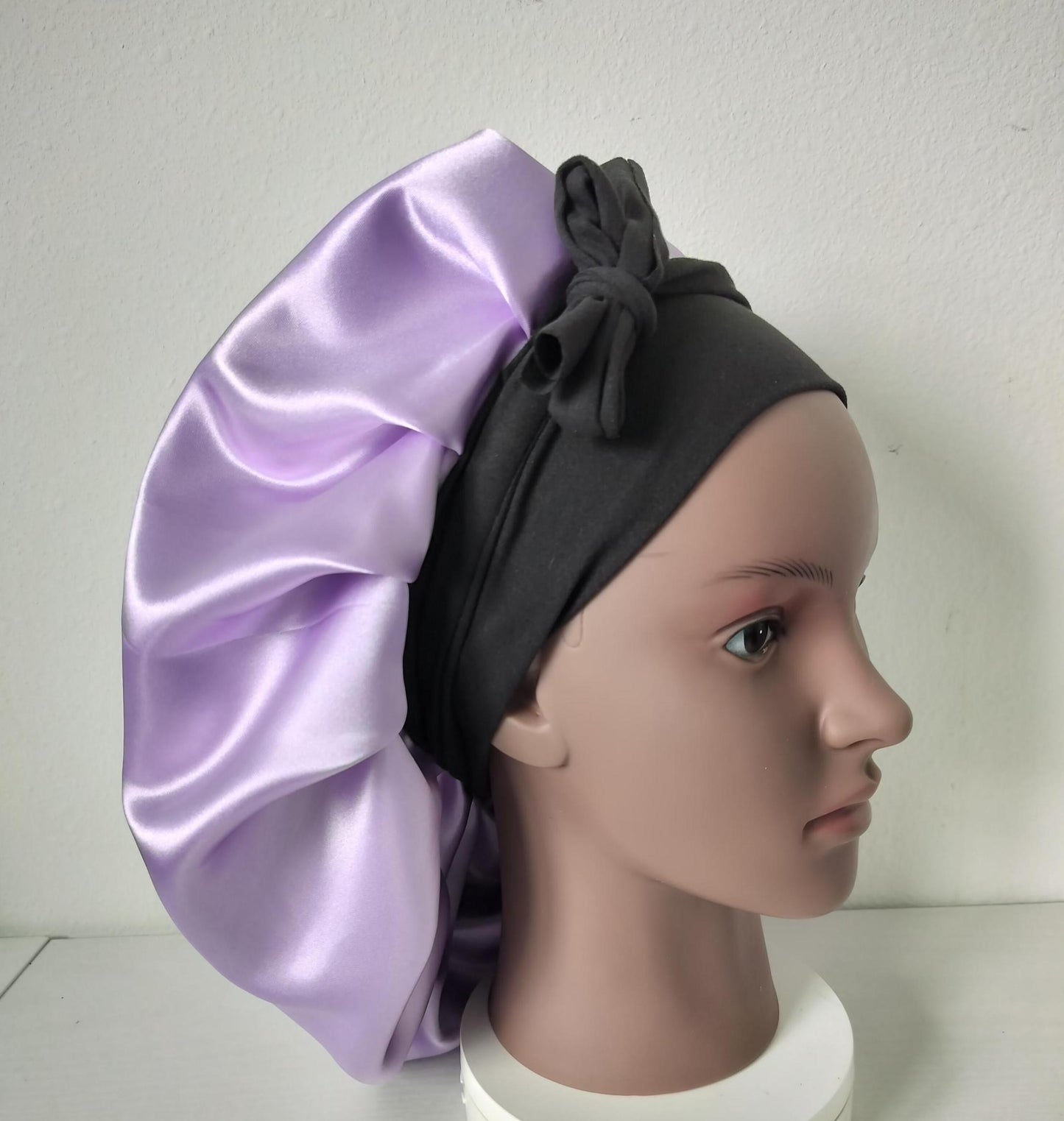 Satin Sleep Double Layer Reversible Bonnets Multiple Colors with Soft Stretchy Band and Ties