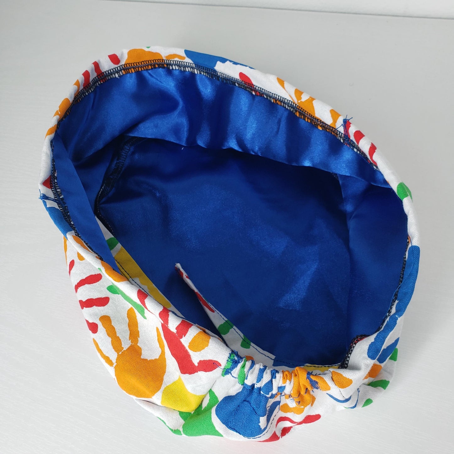 Finger Painting Scrub Cap: Cotton Nurse Hat with Button Ear Savers