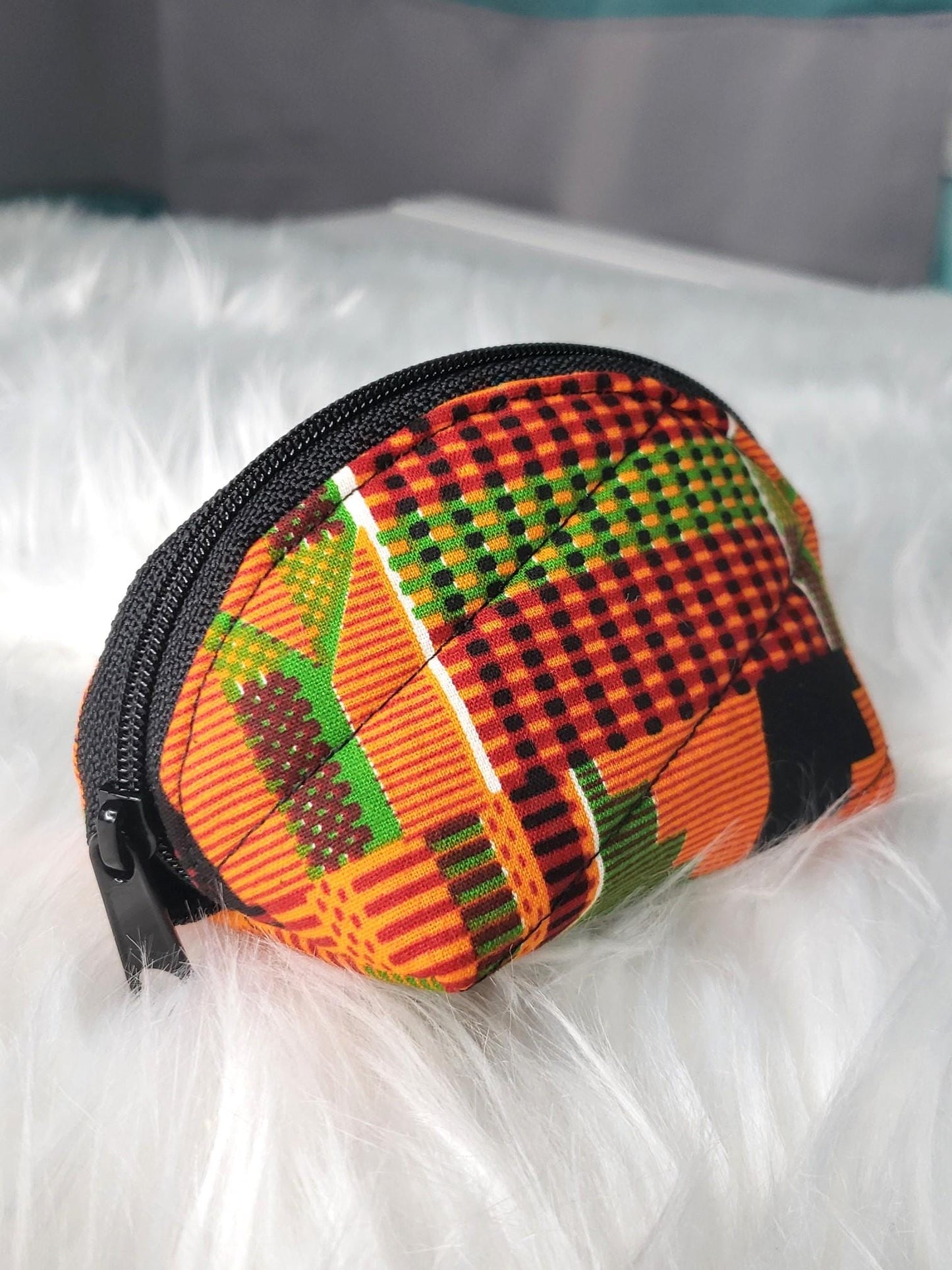 Kente Print Clamshell Bag Set | African Inspired Cosmetic Pouch | Makeup & Travel Organizer | Black-Owned Gift for Women
