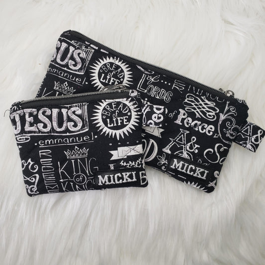 Quilted Zipper Pouch Set- In Jesus Name