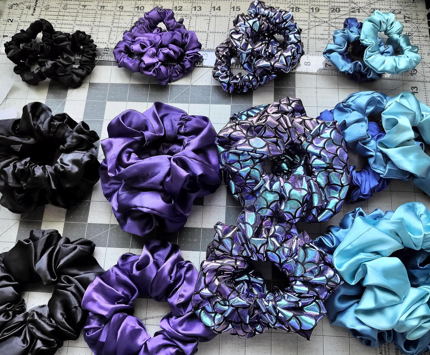 Satin Silk Scrunchies for Hair - Soft No-Breakage Hair Ties - Black, Purple, Turquoise - Bulk Bridesmaid Gifts & Bachelorette Party Favors