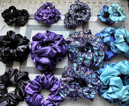 Satin Silk Scrunchies for Hair - Soft No-Breakage Hair Ties - Black, Purple, Turquoise - Bulk Bridesmaid Gifts & Bachelorette Party Favors