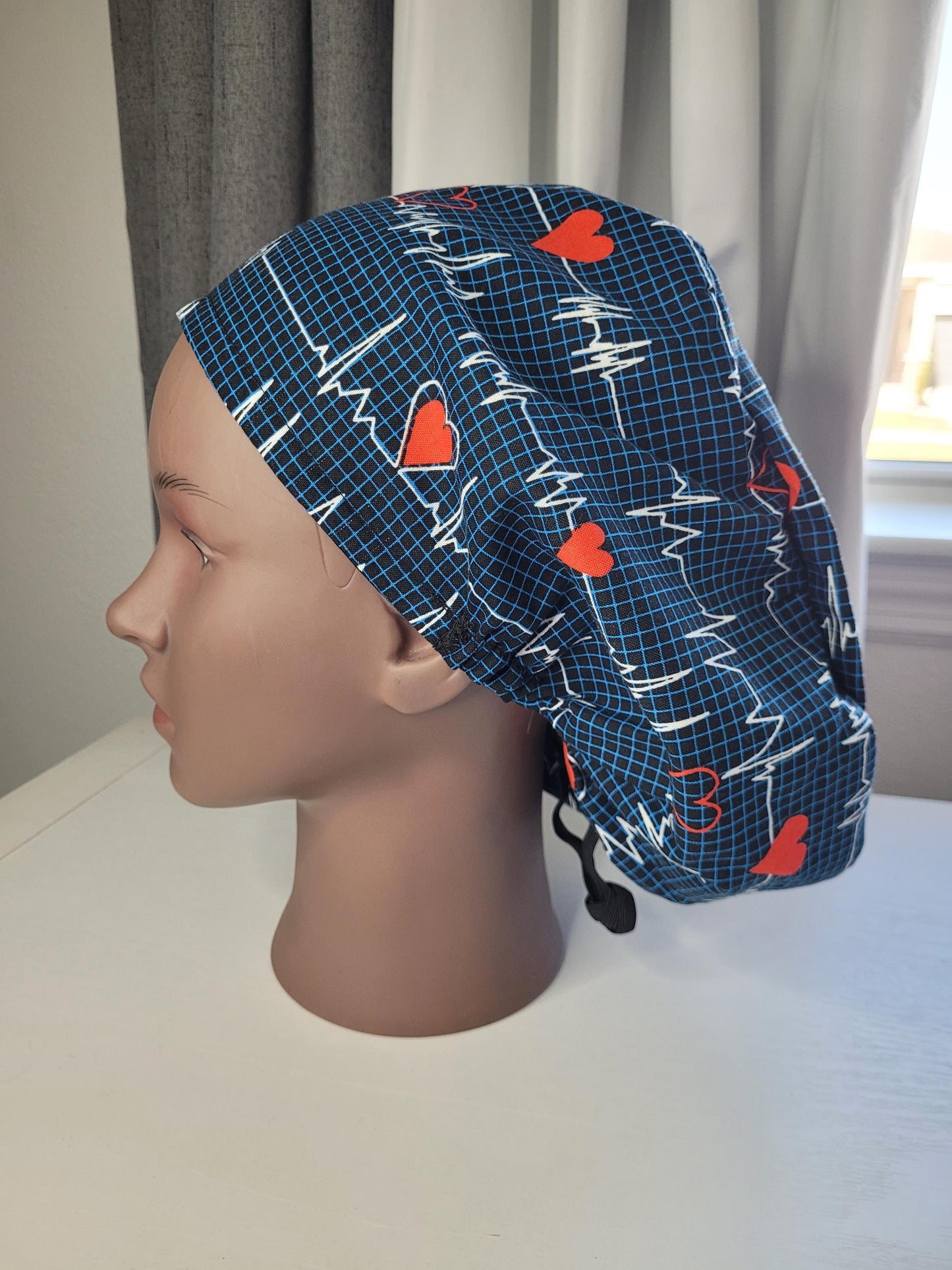 European Style Scrub Hat: Cotton Cap with Satin lining, optional Button Ear Savers