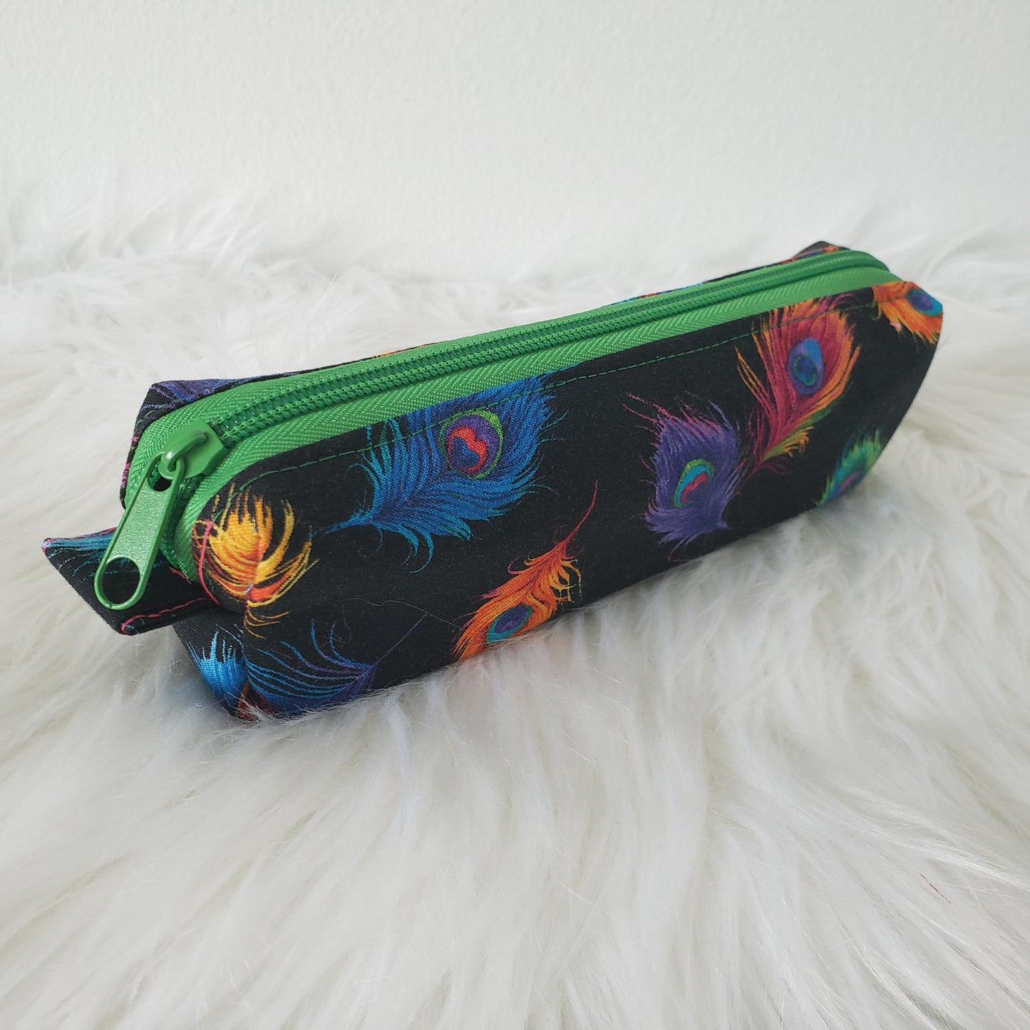 Quilted Makeup Toiletries Colorful Multicolor Peacock Feathers Cosmetic Bag Accessories Gift Set