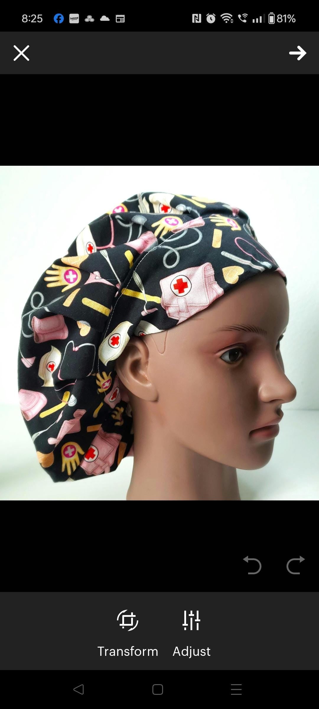 Medical Scrub Bouffant Set: Cotton Bonnet with Matching Face Mask