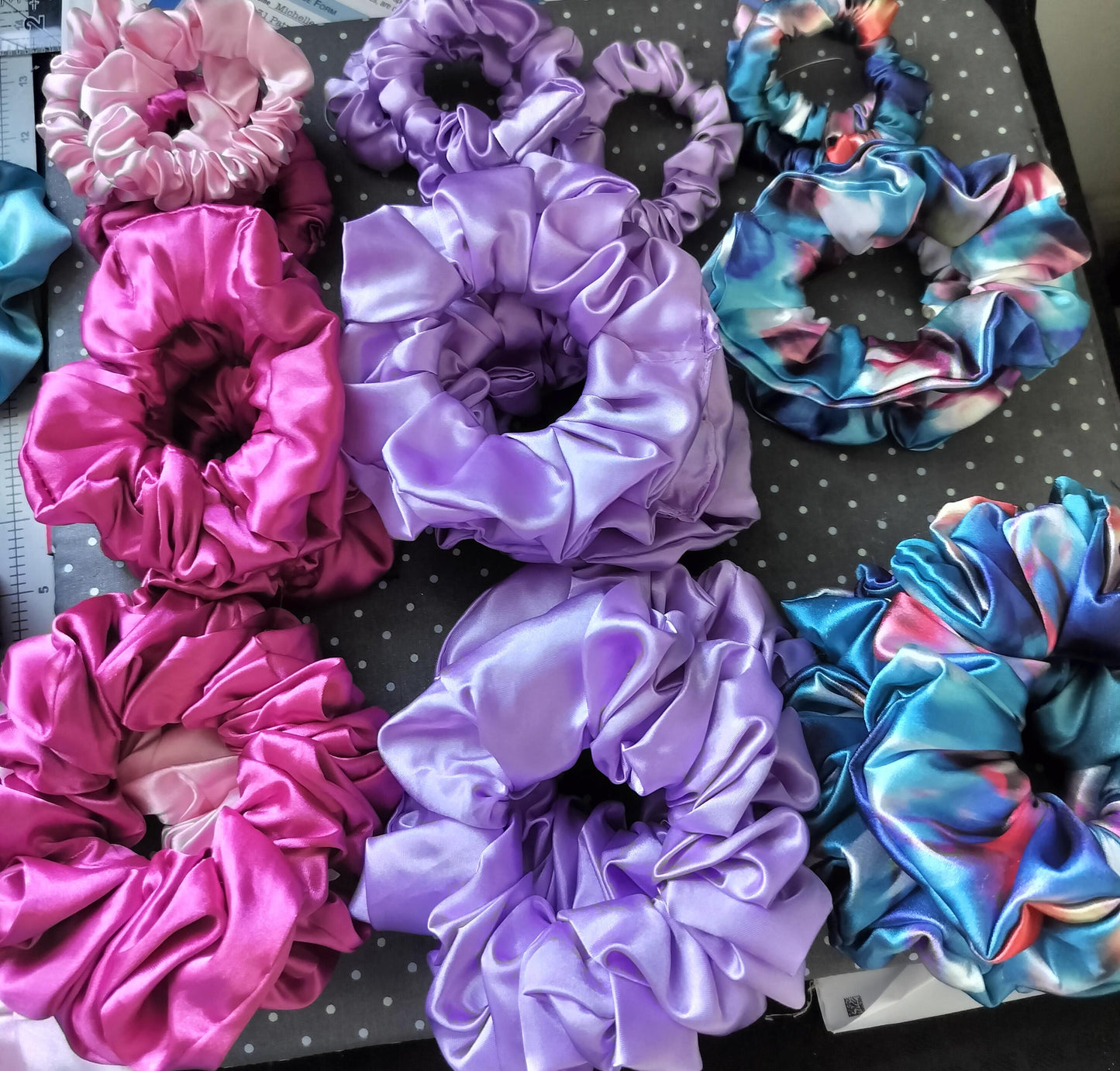 Satin Silk Scrunchies for Hair - Soft No-Breakage Hair Ties - Black, Purple, Turquoise - Bulk Bridesmaid Gifts & Bachelorette Party Favors