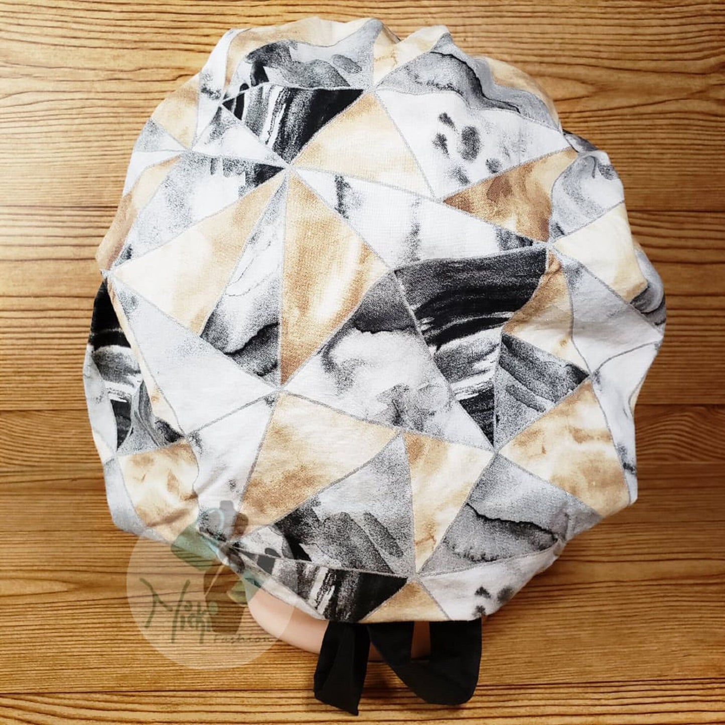Stain Glass Scrub Cap: Cotton Bouffant Bonnet with Buttons, Ties, Mask Options