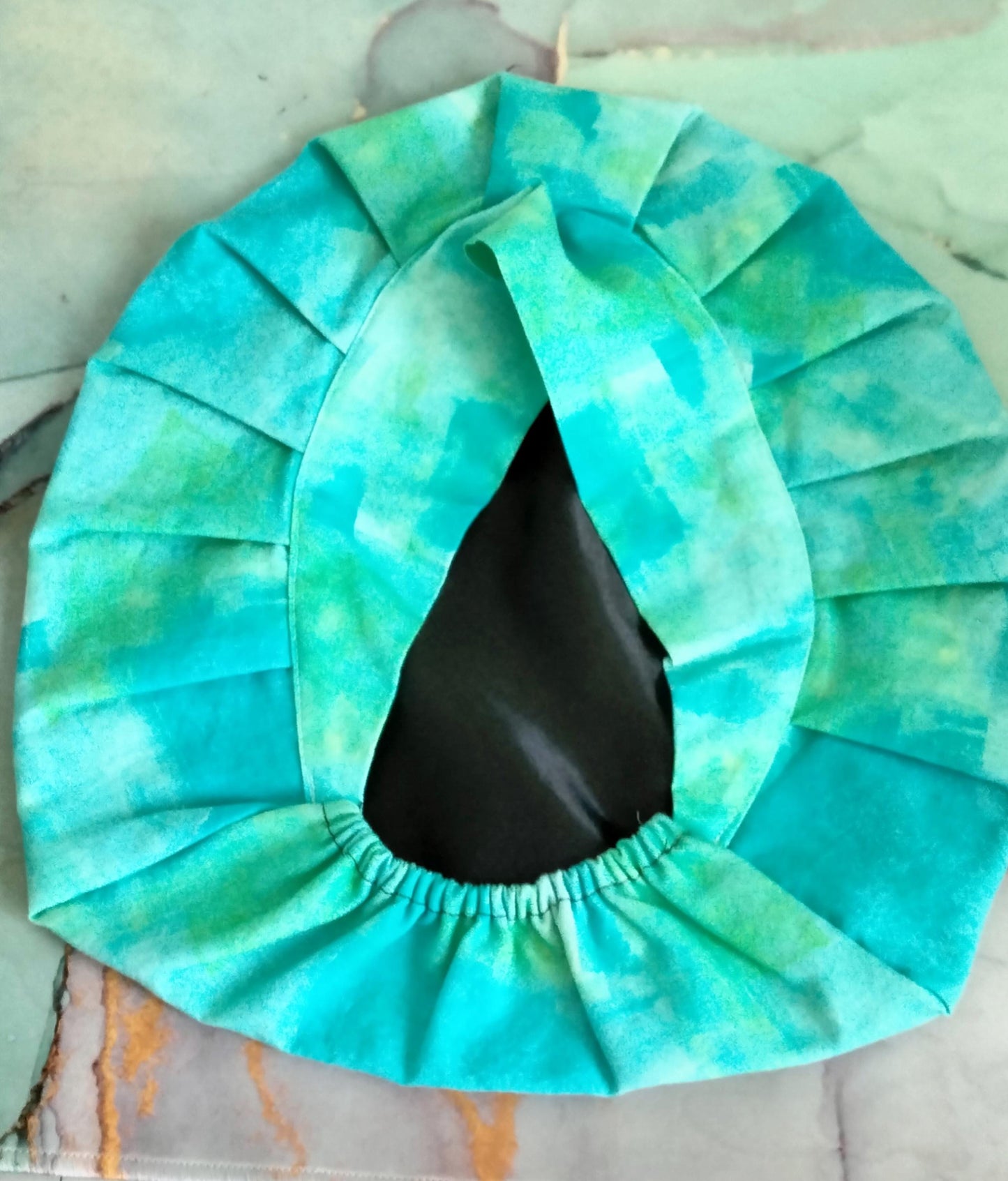 Teal Cotton Nurse Scrub Cap with Satin Lining – Bouffant Bonnet with Optional buttons