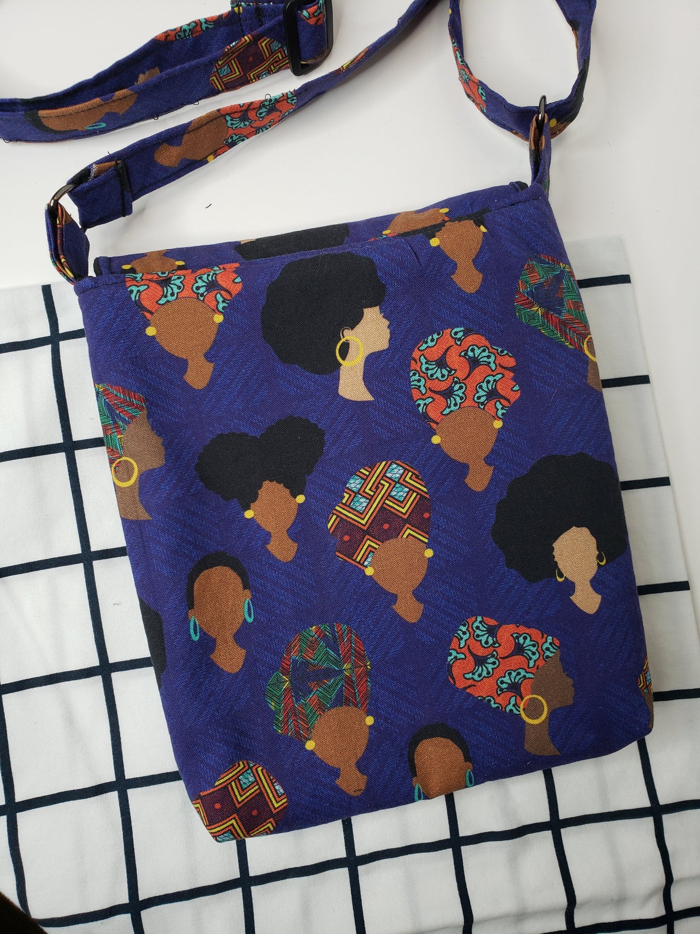 Crossbody Purse African Head Wear Messenger Style Sling Bag