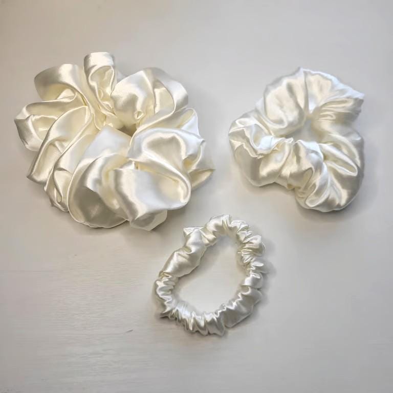 Satin Silk Scrunchies for Hair - Soft No-Breakage Hair Ties - Black, Purple, Turquoise - Bulk Bridesmaid Gifts & Bachelorette Party Favors