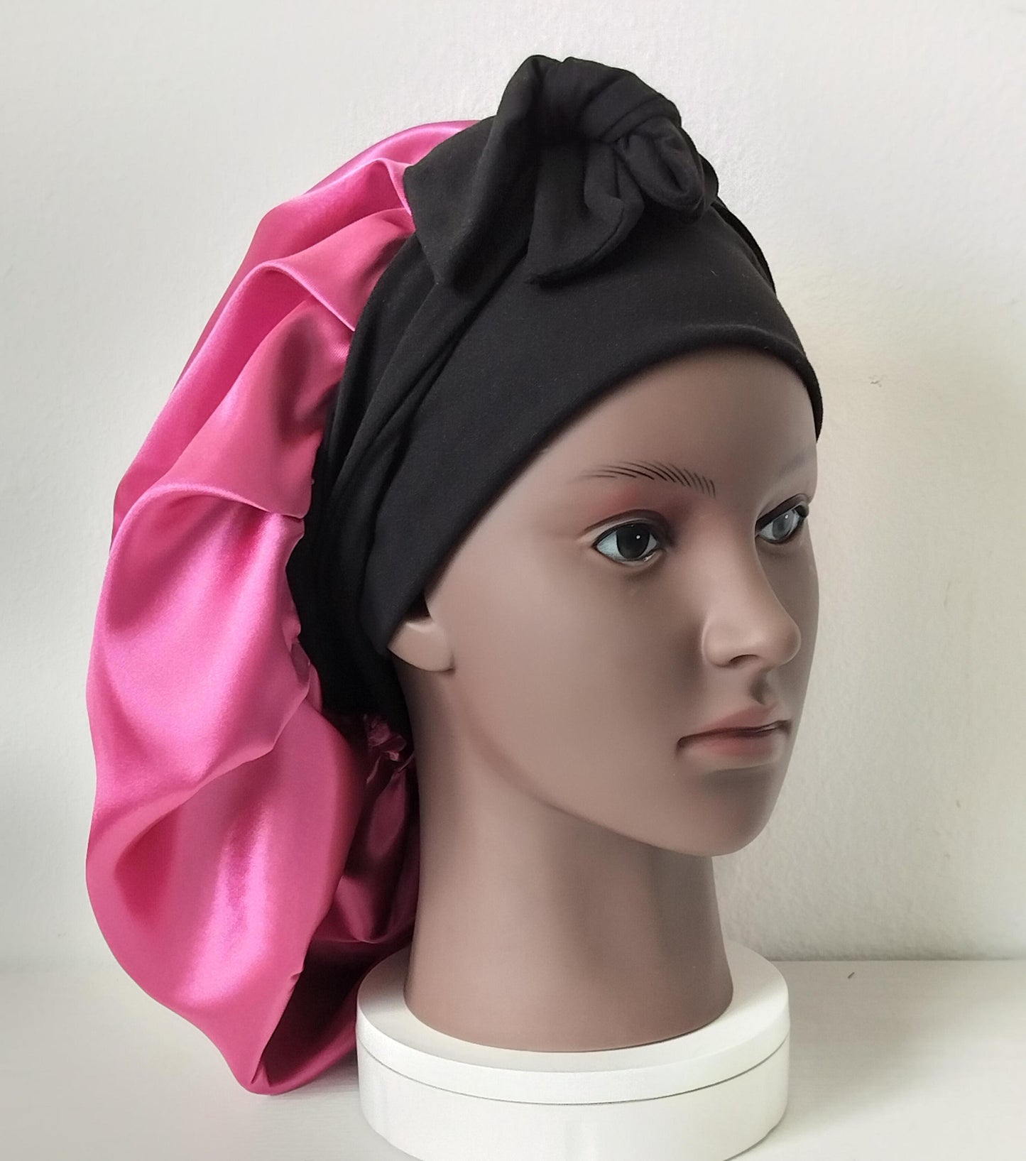 Satin Sleep Double Layer Reversible Bonnets Multiple Colors with Soft Stretchy Band and Ties