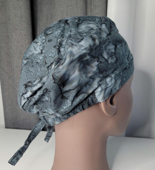 Cotton Scrub Cap: Watercolor Print, Button Ear Savers