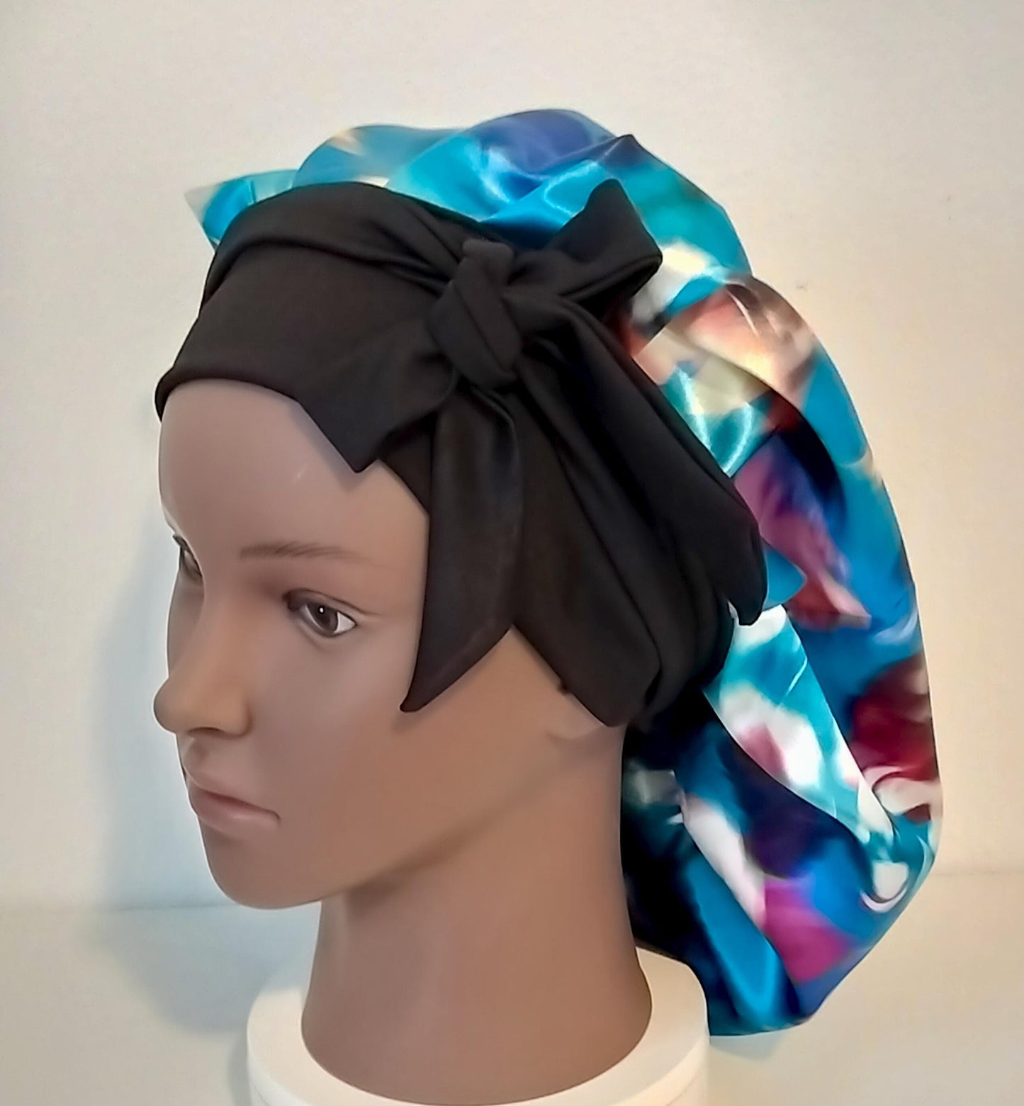 Satin Sleep Double Layer Reversible Bonnets Multiple Colors with Soft Stretchy Band and Ties
