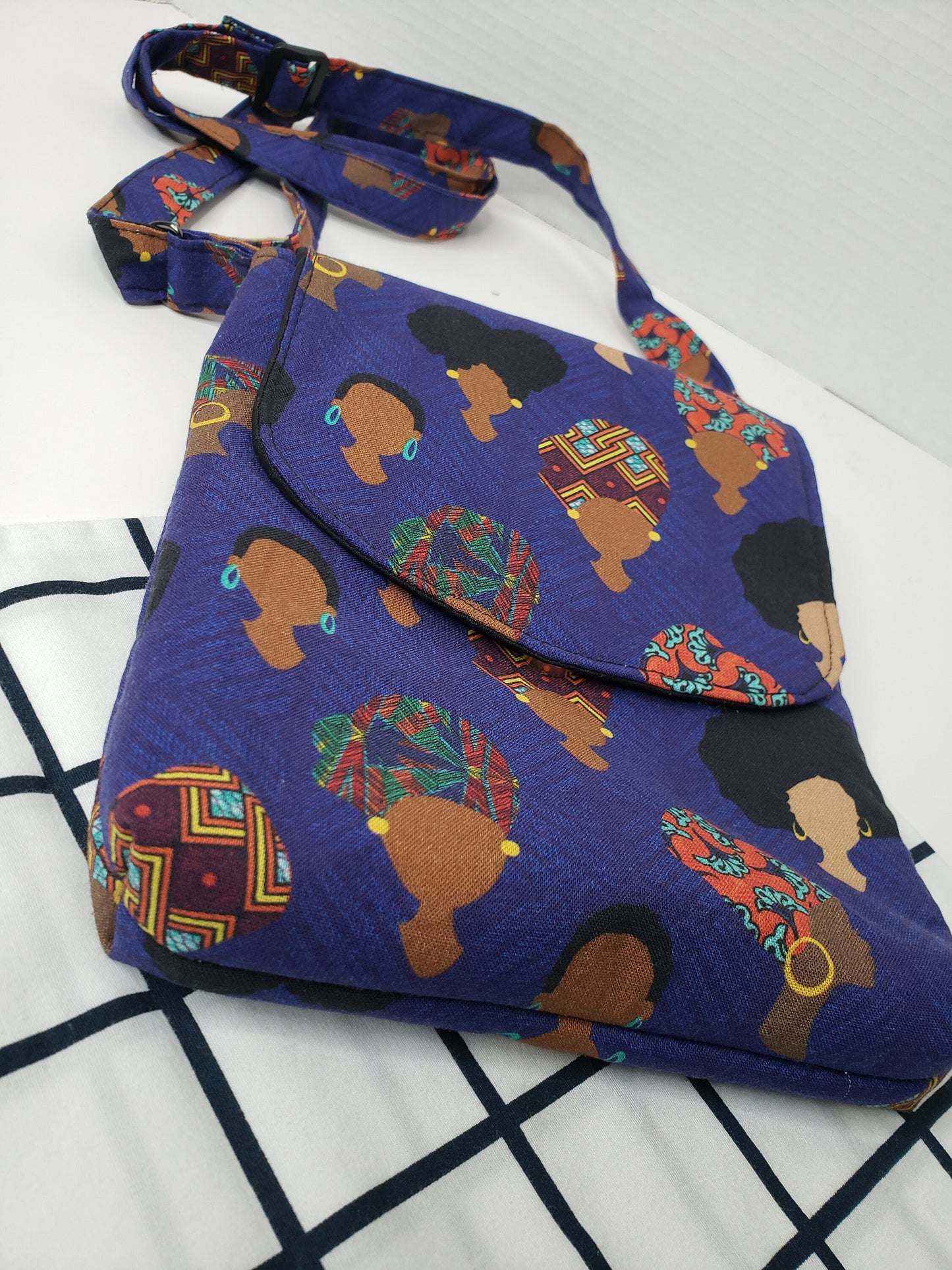 Crossbody Purse African Head Wear Messenger Style Sling Bag