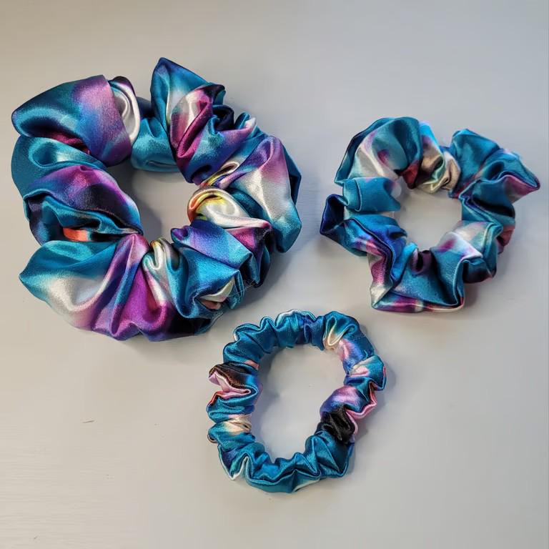 Satin Silk Scrunchies for Hair - Soft No-Breakage Hair Ties - Black, Purple, Turquoise - Bulk Bridesmaid Gifts & Bachelorette Party Favors