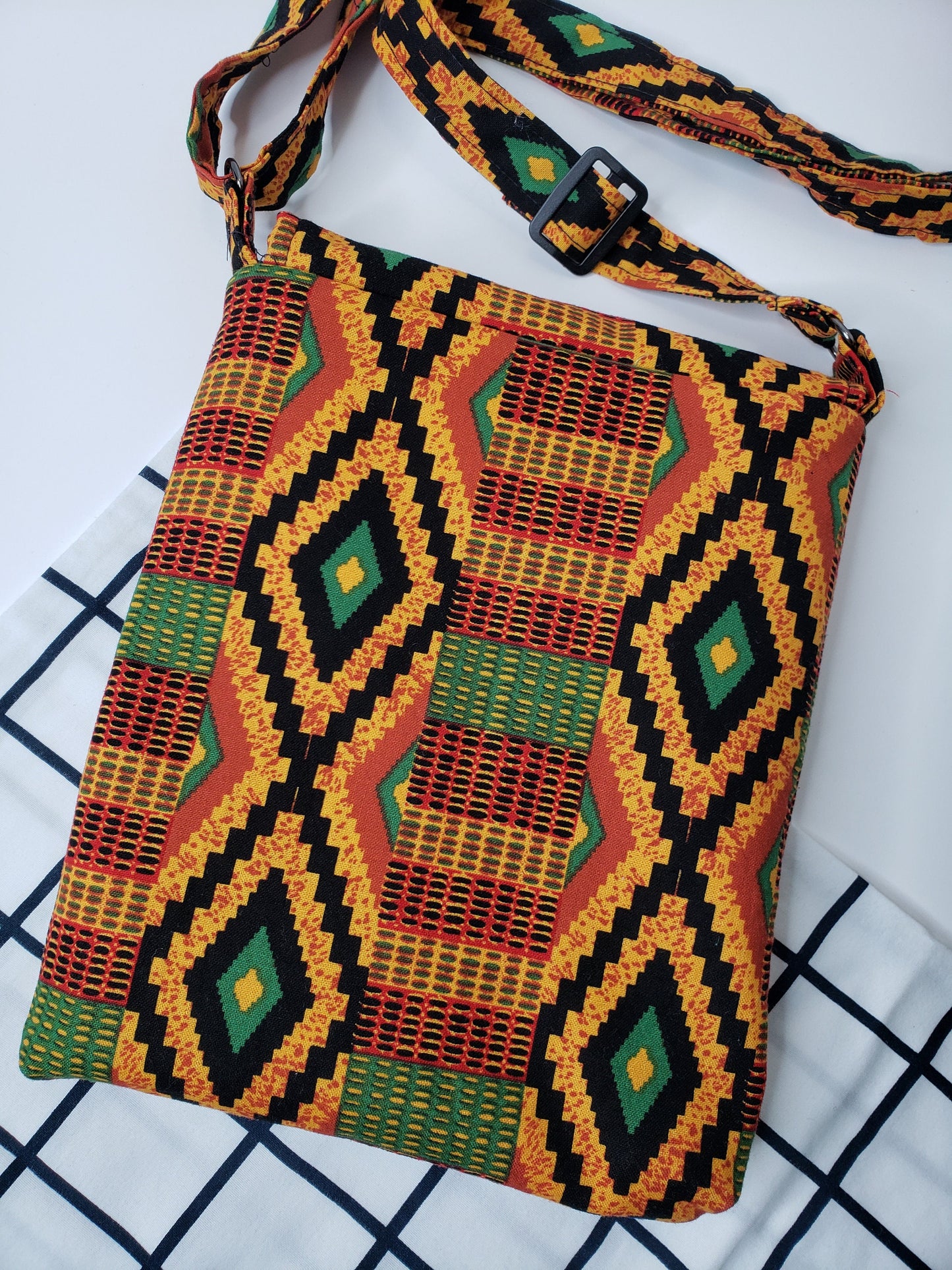 Kente Clothe messenger snap crossbody