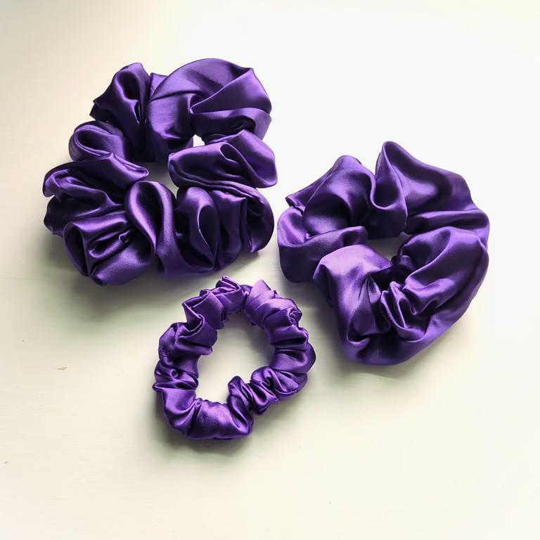 Satin Silk Scrunchies for Hair - Soft No-Breakage Hair Ties - Black, Purple, Turquoise - Bulk Bridesmaid Gifts & Bachelorette Party Favors