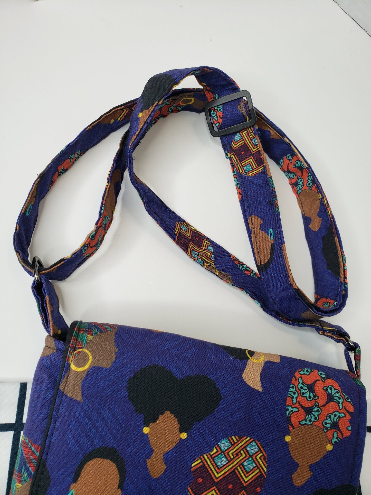 Crossbody Purse African Head Wear Messenger Style Sling Bag