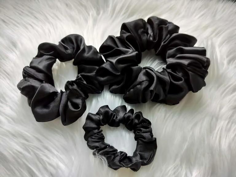 Satin Silk Scrunchies for Hair - Soft No-Breakage Hair Ties - Black, Purple, Turquoise - Bulk Bridesmaid Gifts & Bachelorette Party Favors