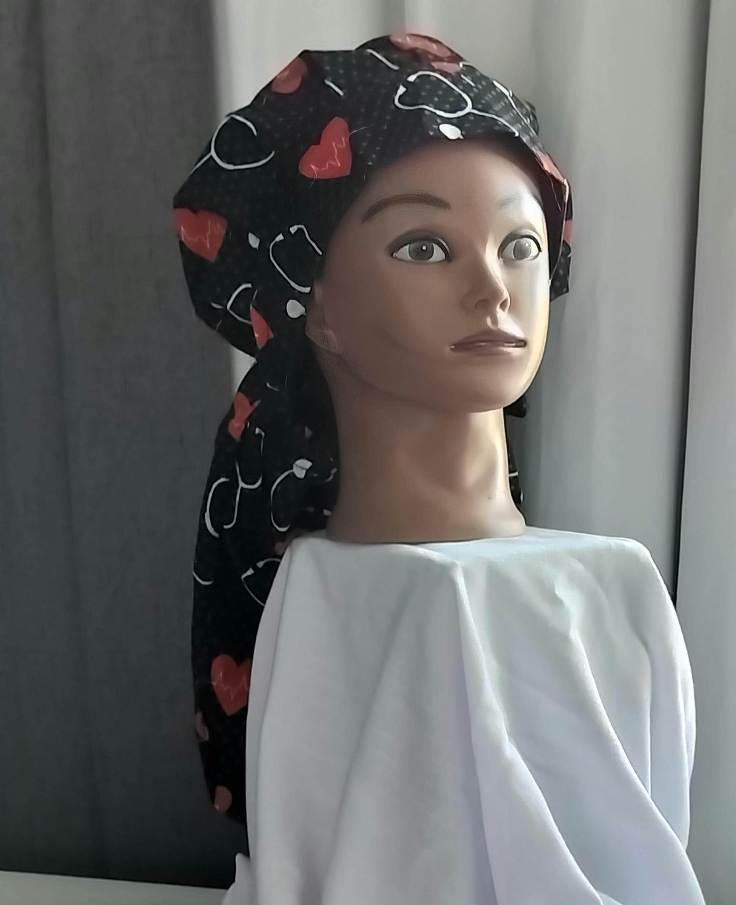 Satin Lined Ponytail Bonnet Extra Long Braids, Locs & Twists - Stethoscope Black