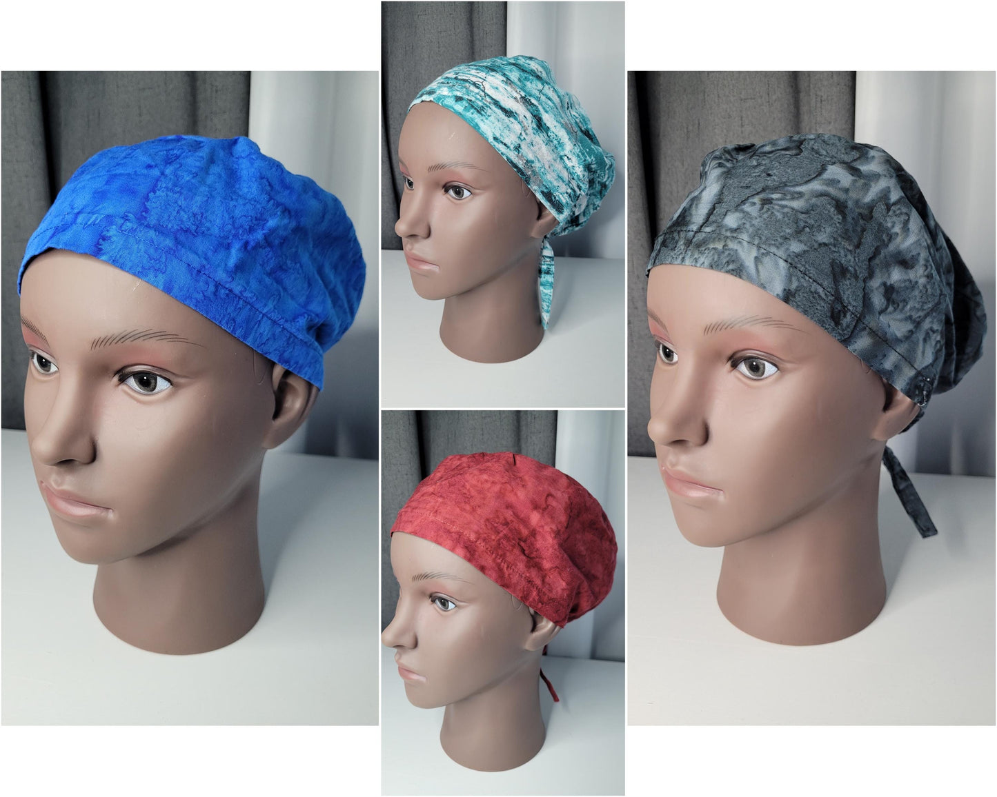 Cotton Scrub Cap: Watercolor Print, Button Ear Savers