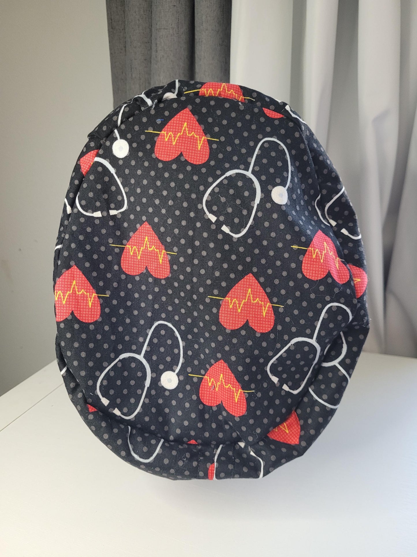 European Style Scrub Hat: Cotton Cap with Satin lining, optional Button Ear Savers
