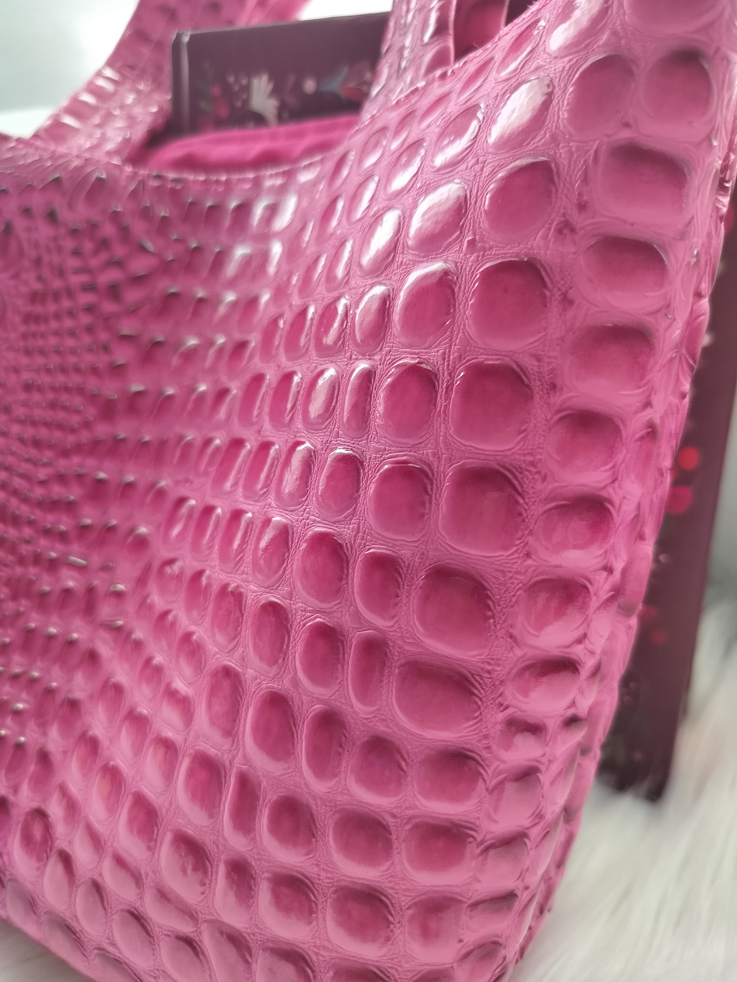 Pink Embossed Faux Leather Bible Study Tote