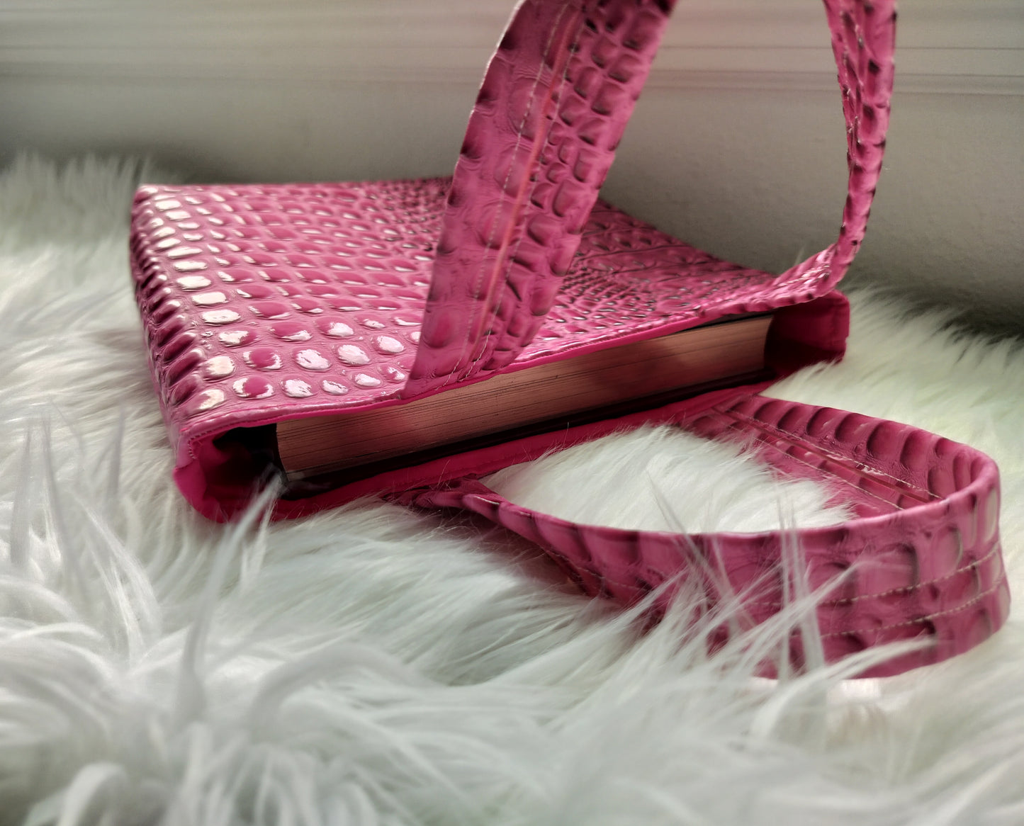 Pink Embossed Faux Leather Bible Study Tote