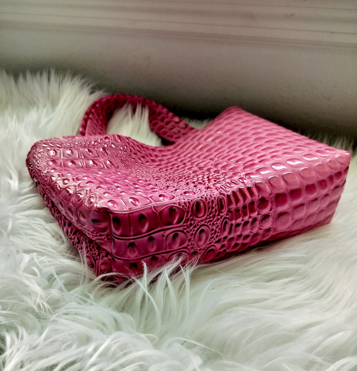 Pink Embossed Faux Leather Bible Study Tote