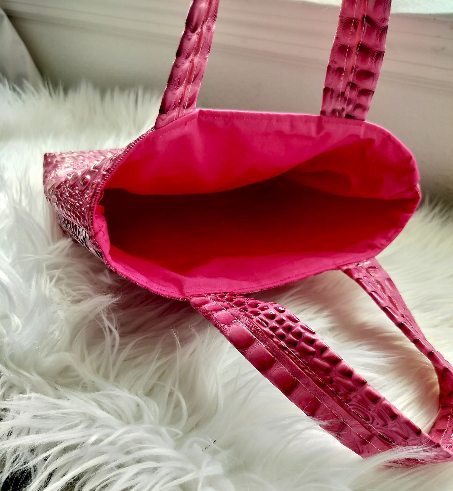 Pink Embossed Faux Leather Bible Study Tote