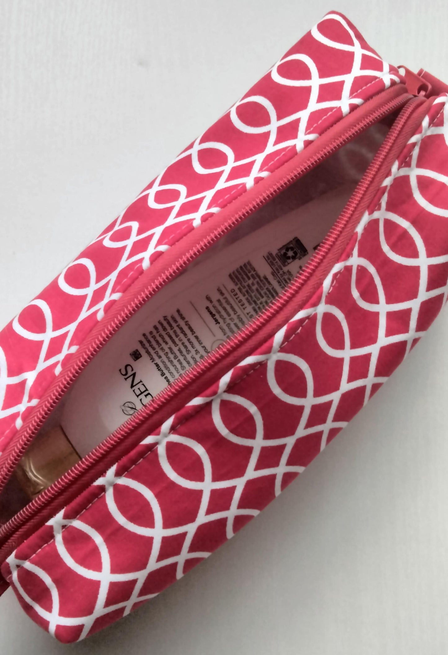 Cosmetic Bag Box Makeup Toiletries Accessories Pouch Gift Set of 2 Red and White