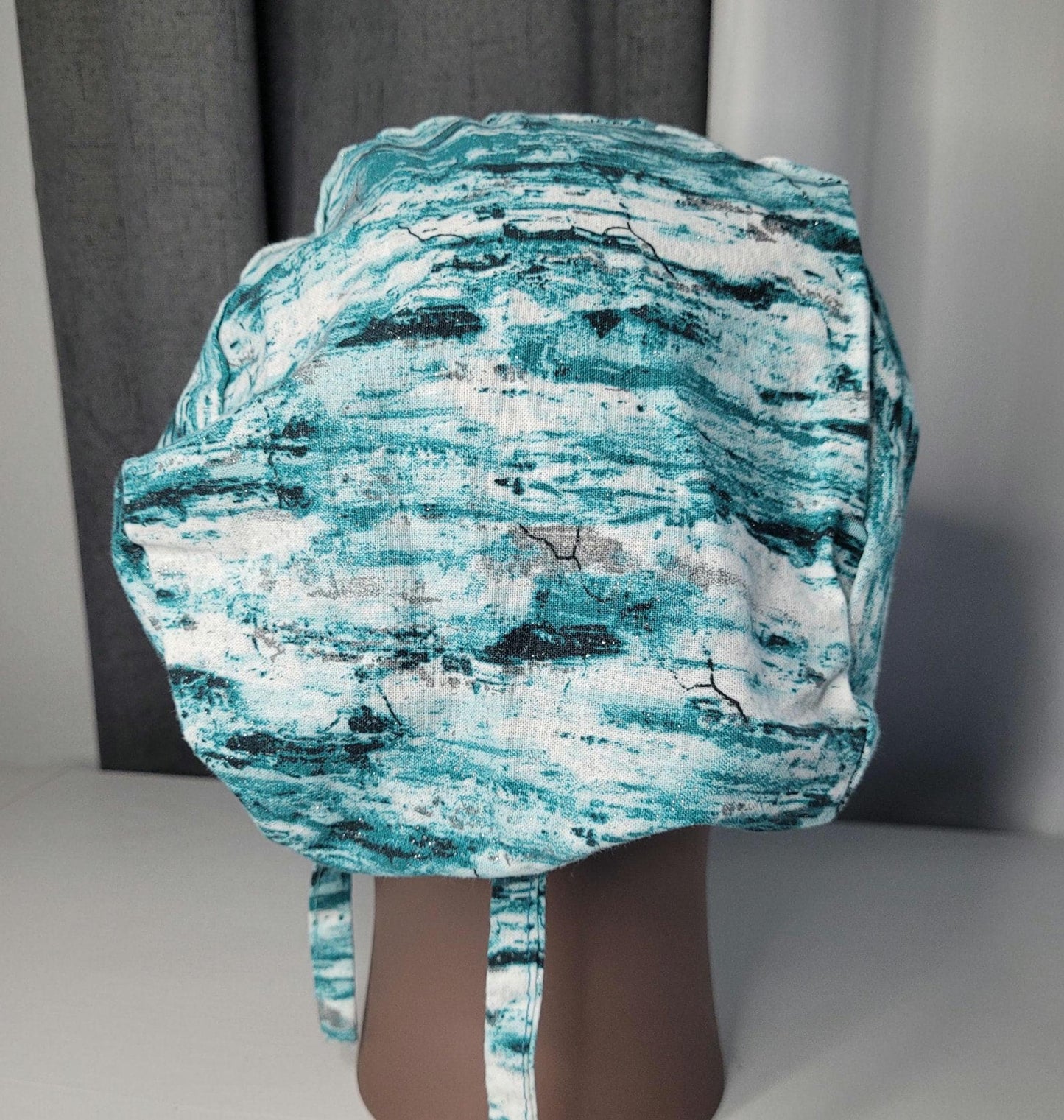 Cotton Scrub Cap: Watercolor Print, Button Ear Savers