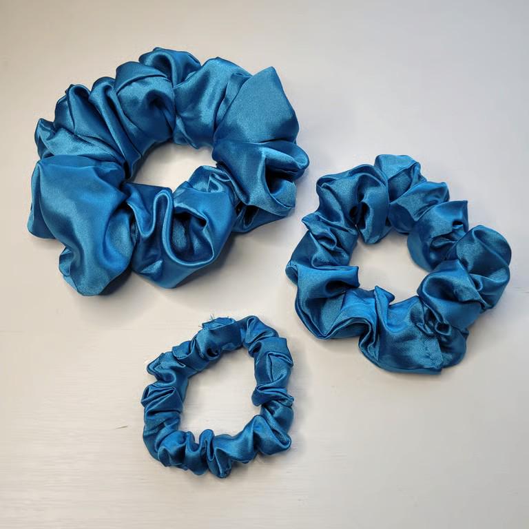 Satin Silk Scrunchies for Hair - Soft No-Breakage Hair Ties - Black, Purple, Turquoise - Bulk Bridesmaid Gifts & Bachelorette Party Favors