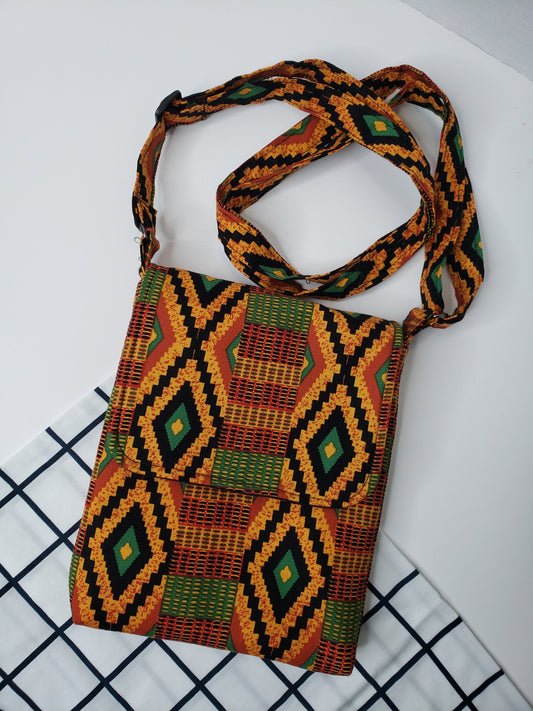 Kente Clothe messenger snap crossbody