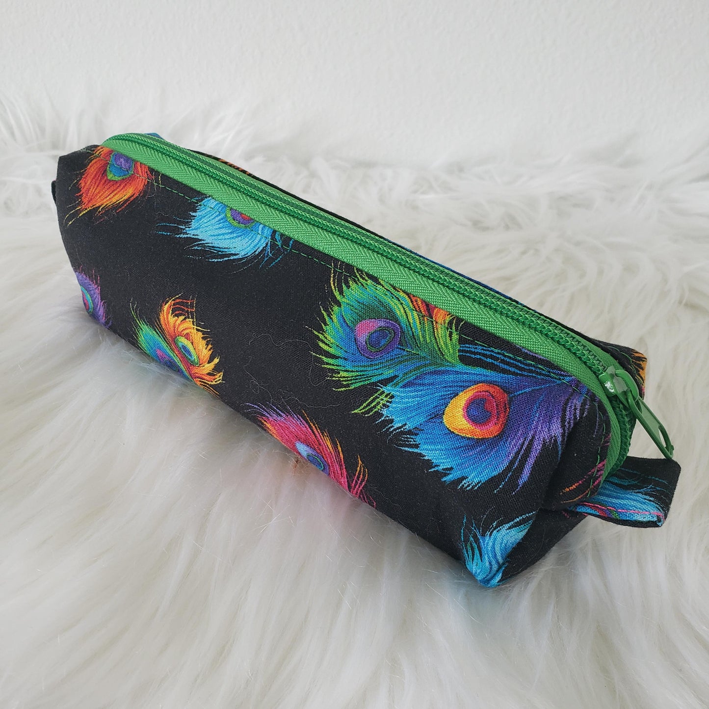 Quilted Makeup Toiletries Colorful Multicolor Peacock Feathers Cosmetic Bag Accessories Gift Set