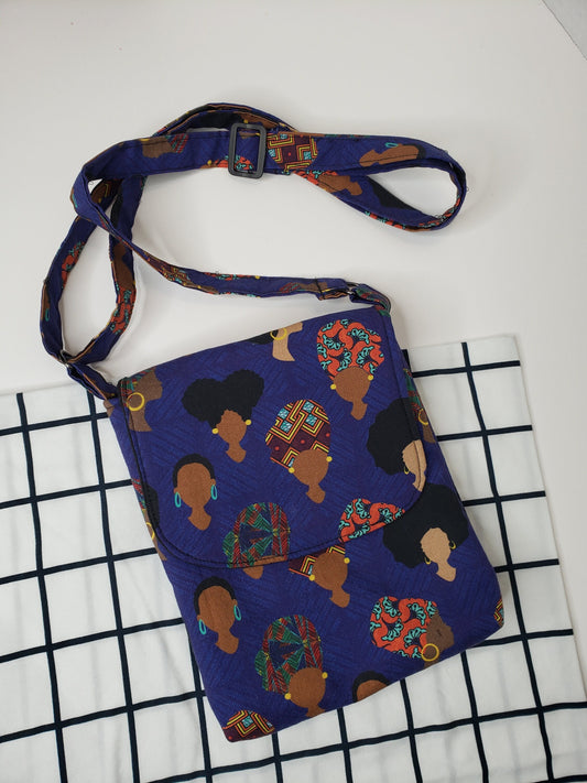 Crossbody Purse African Head Wear Messenger Style Sling Bag