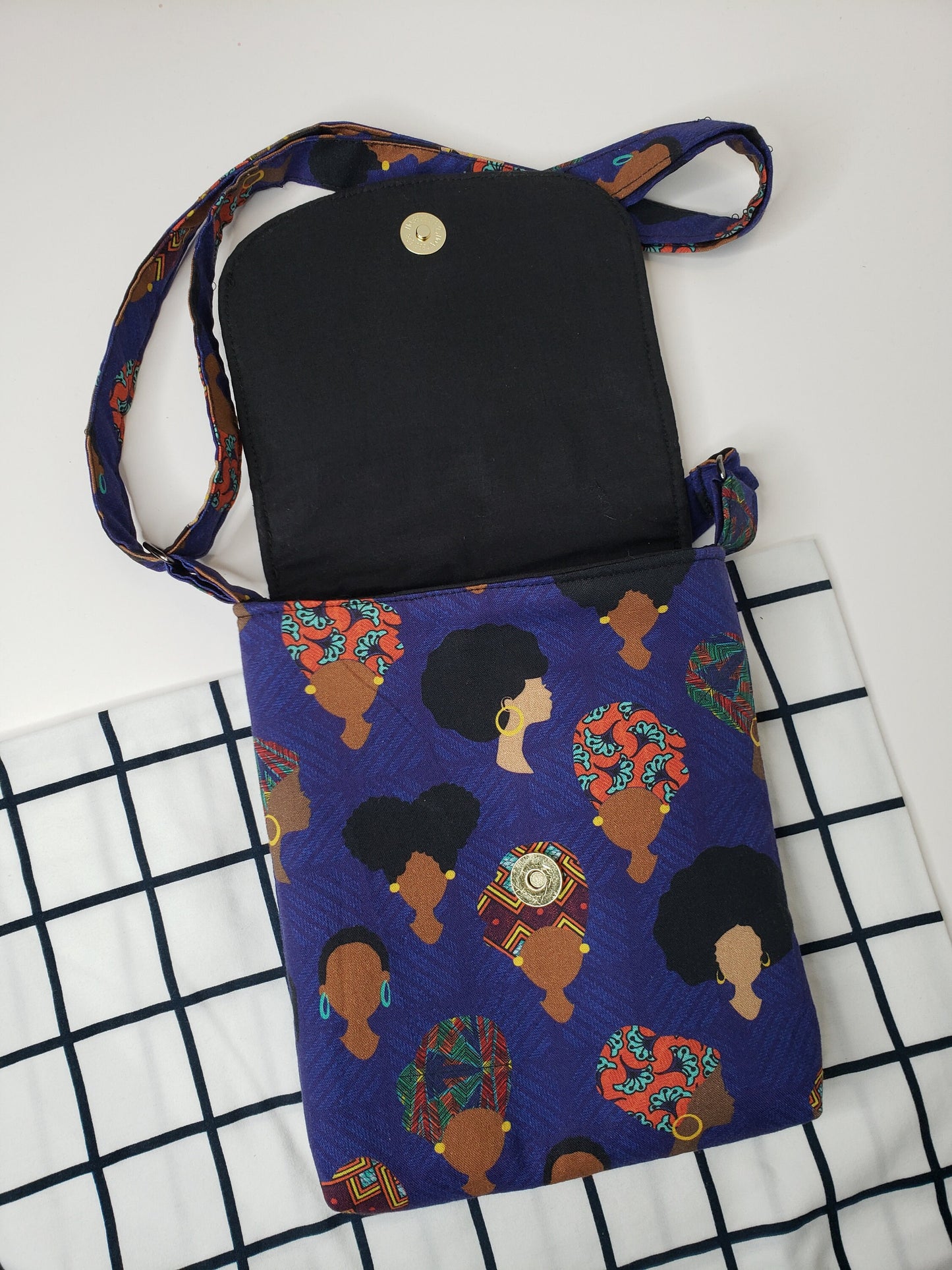 Crossbody Purse African Head Wear Messenger Style Sling Bag