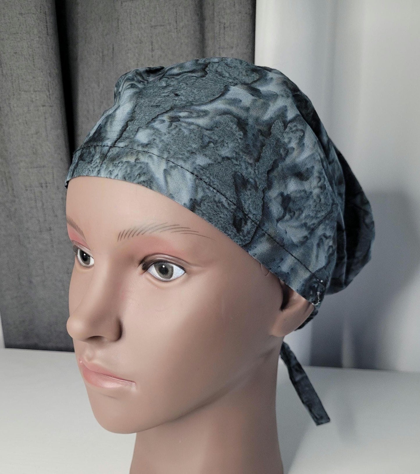Cotton Scrub Cap: Watercolor Print, Button Ear Savers