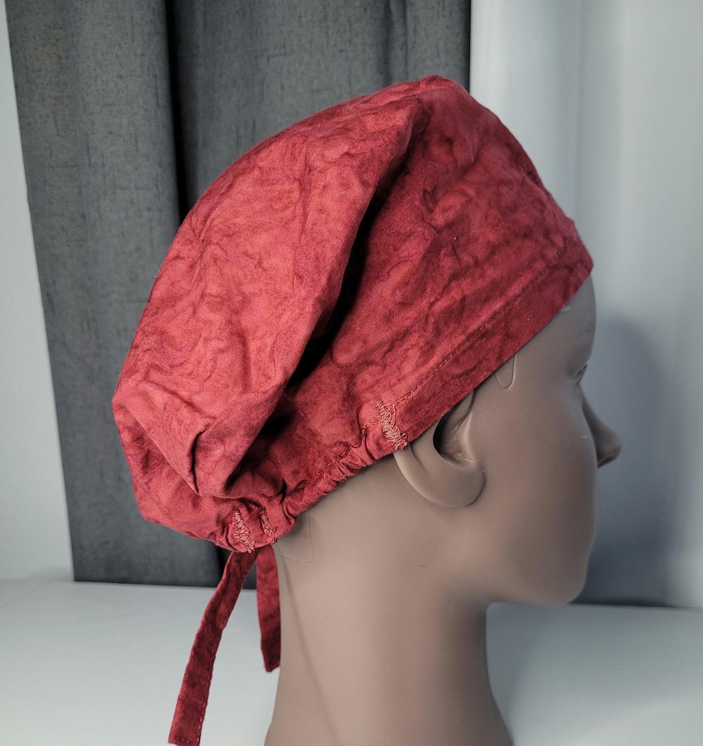 Cotton Scrub Cap: Watercolor Print, Button Ear Savers