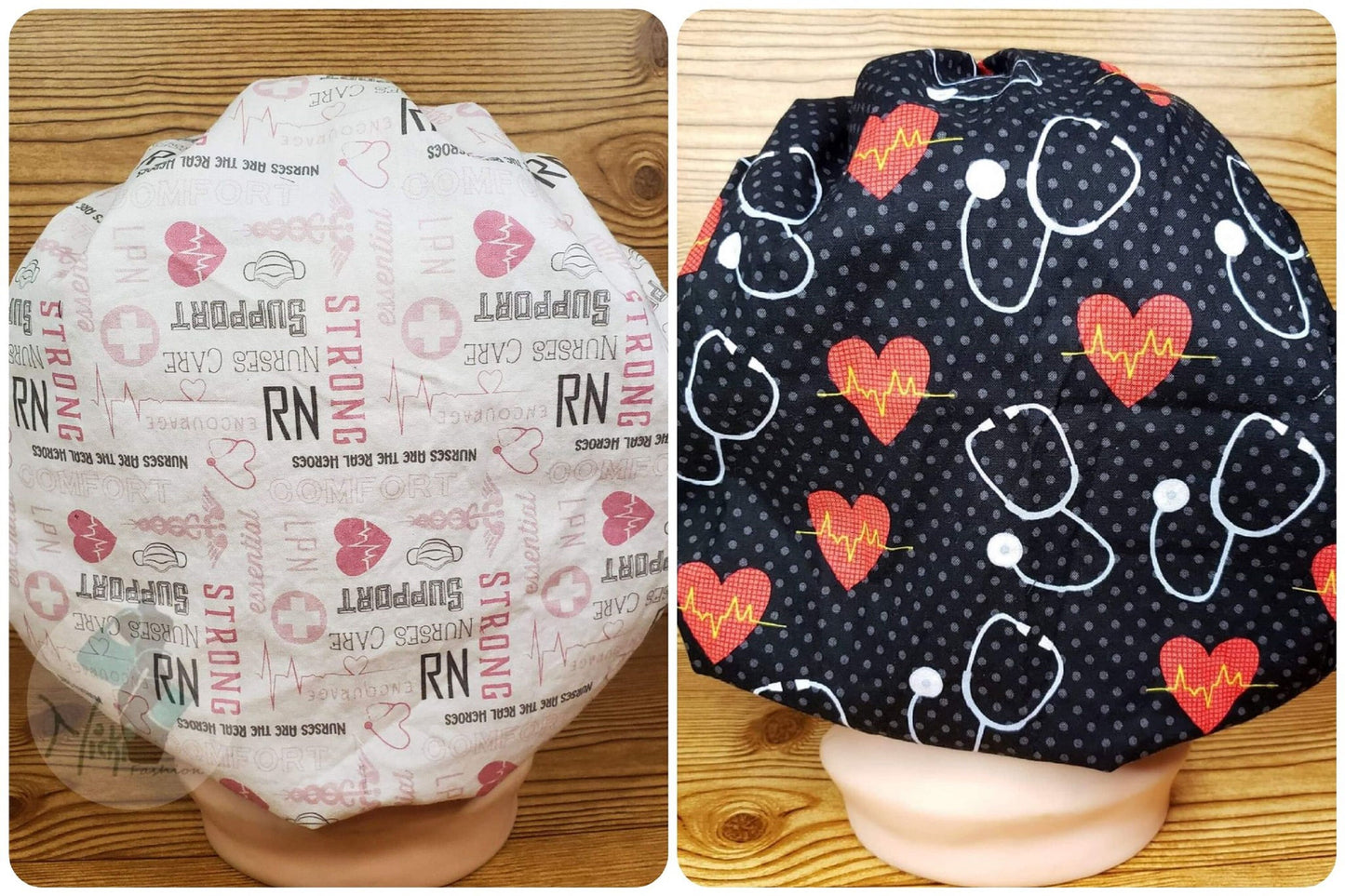 Medical Scrub Bouffant Set: Cotton Bonnet with Matching Face Mask